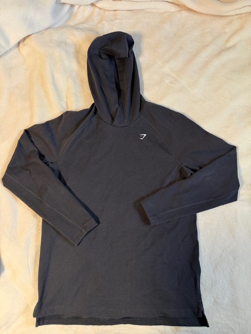 Gymshark Men's Navy Black Slim Hooded Long Sleeve Shirt